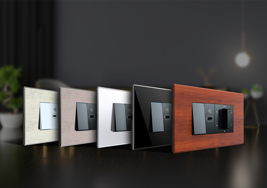  A variety of designer switches in different colors and styles